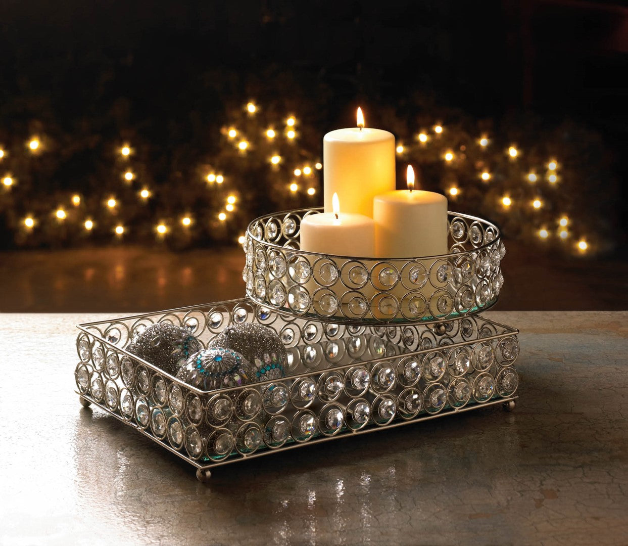 Shimmer Rectangular Jeweled Tray 