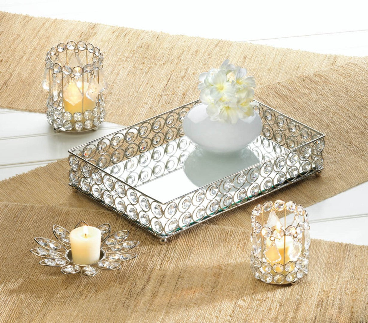 Shimmer Rectangular Jeweled Tray 