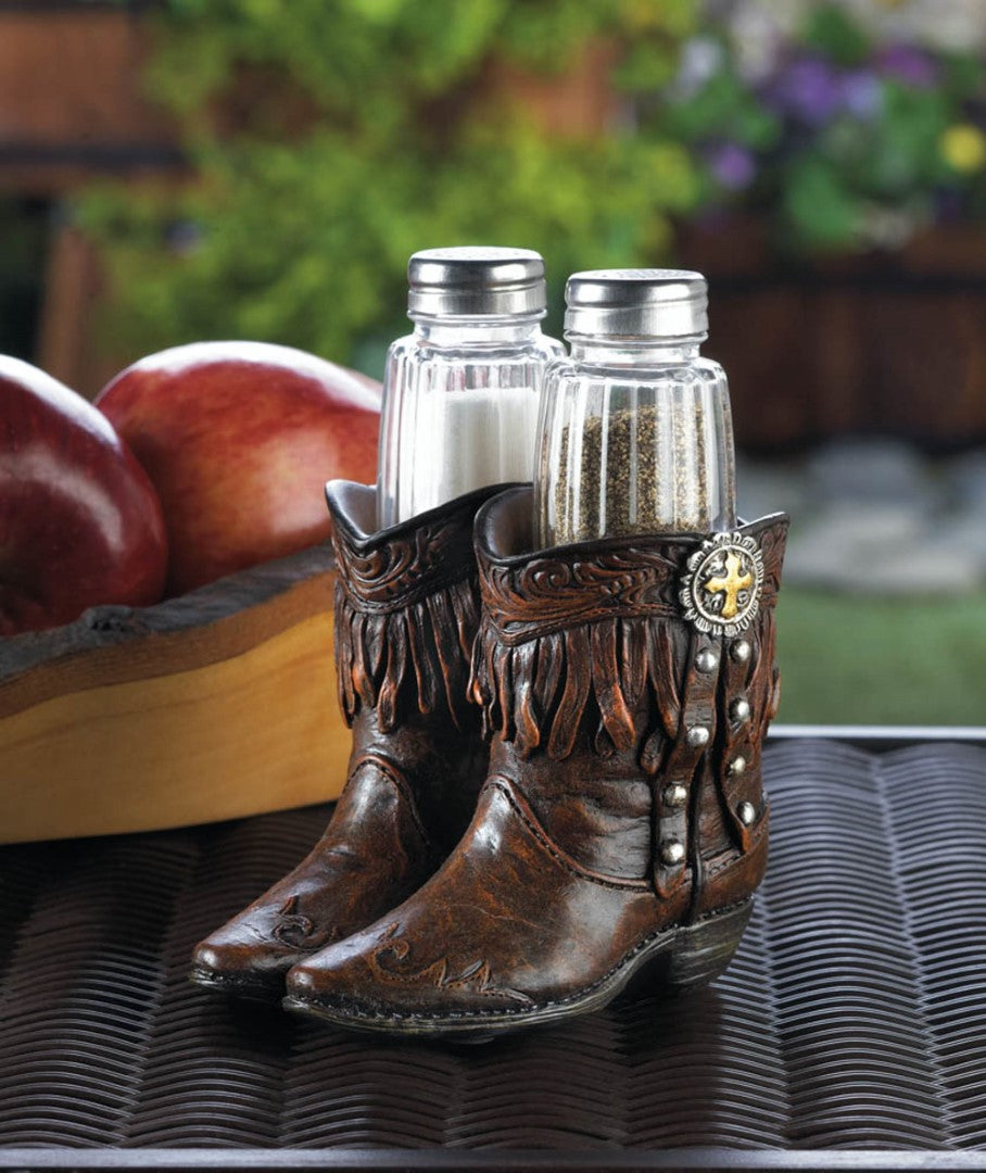 Cowboy Boots S & P Shakers Holder Set 