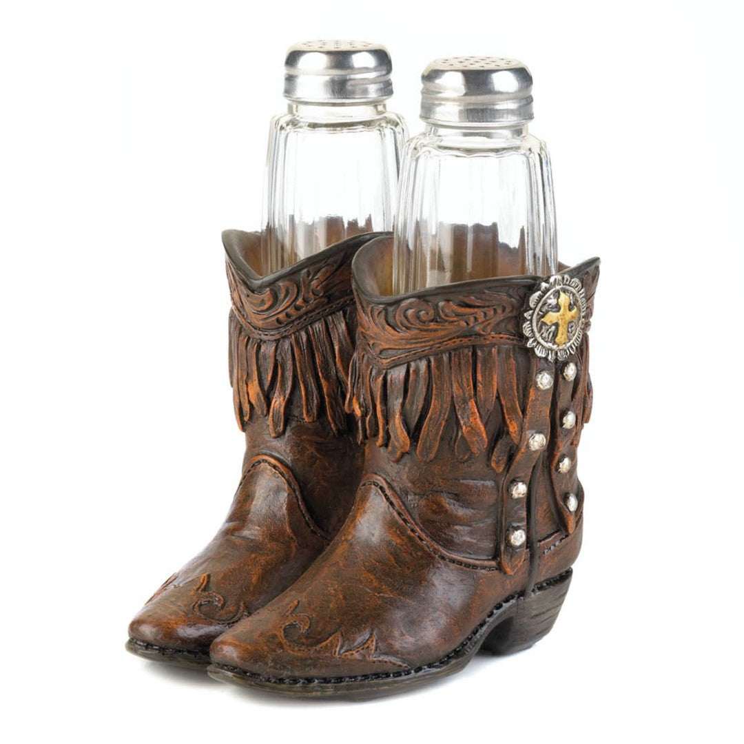 Cowboy Boots S & P Shakers Holder Set 