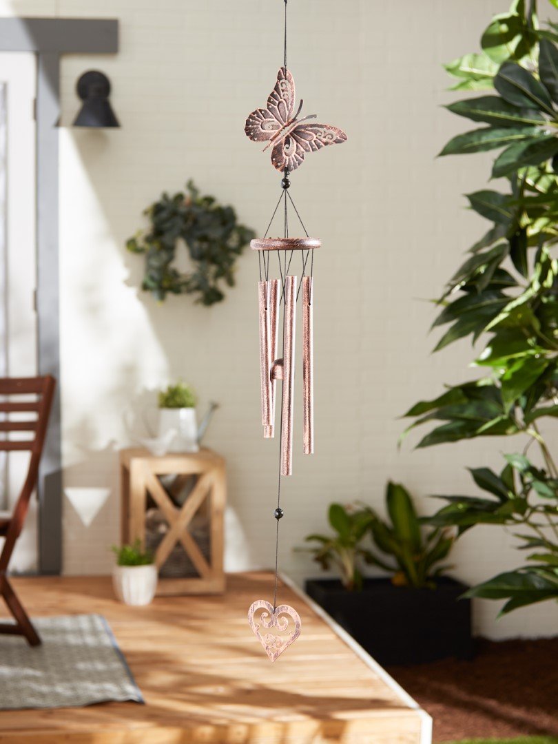 Butterfly And Heart Wind Chimes 