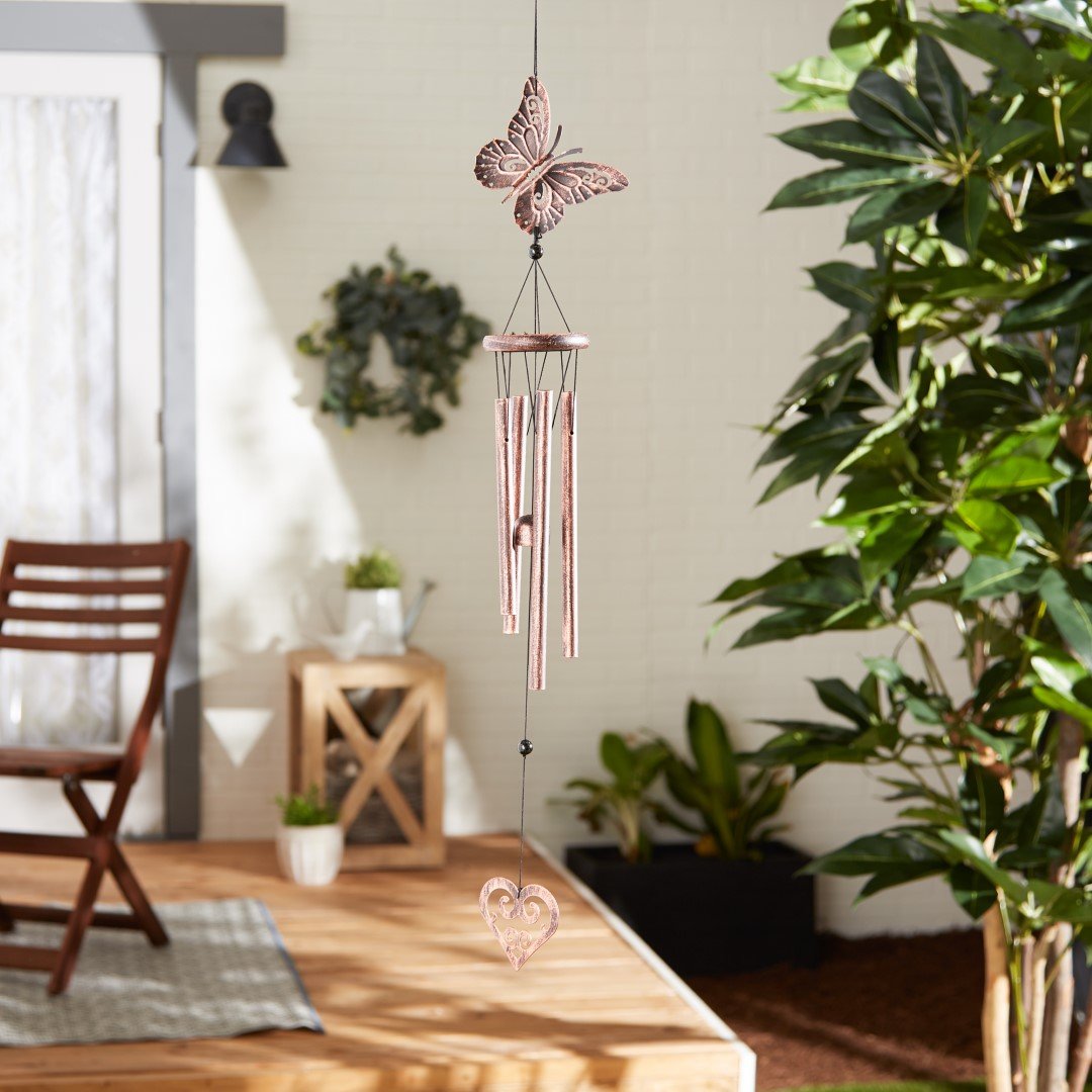 Butterfly And Heart Wind Chimes 