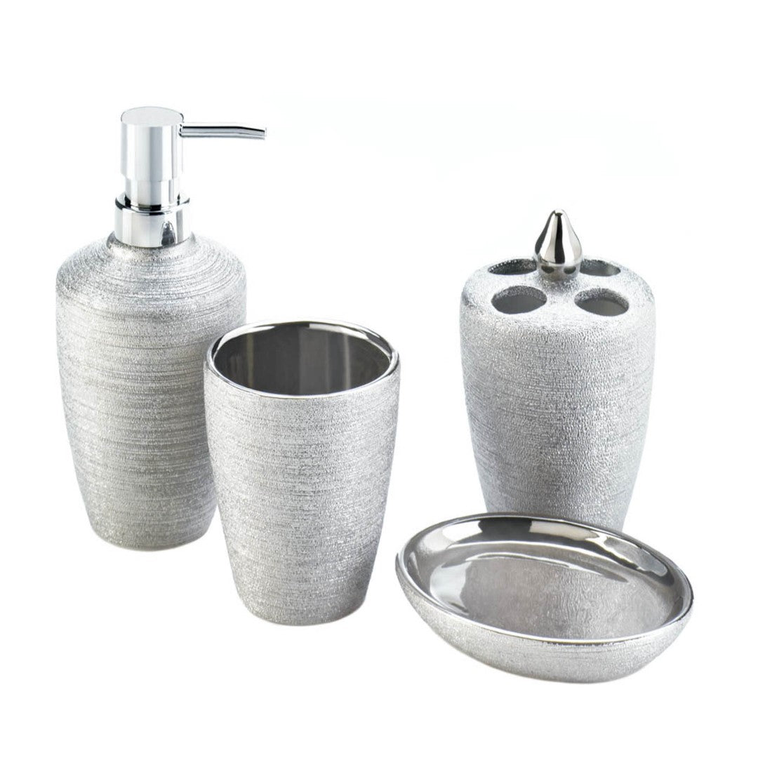 Silver Shimmer Bath Accessory Set 