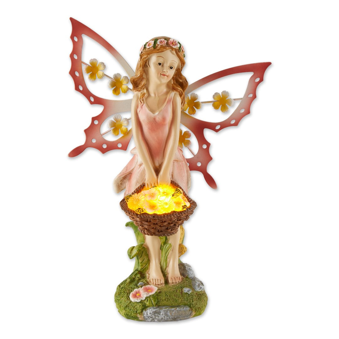 Pink Fairy Solar Garden Statue 