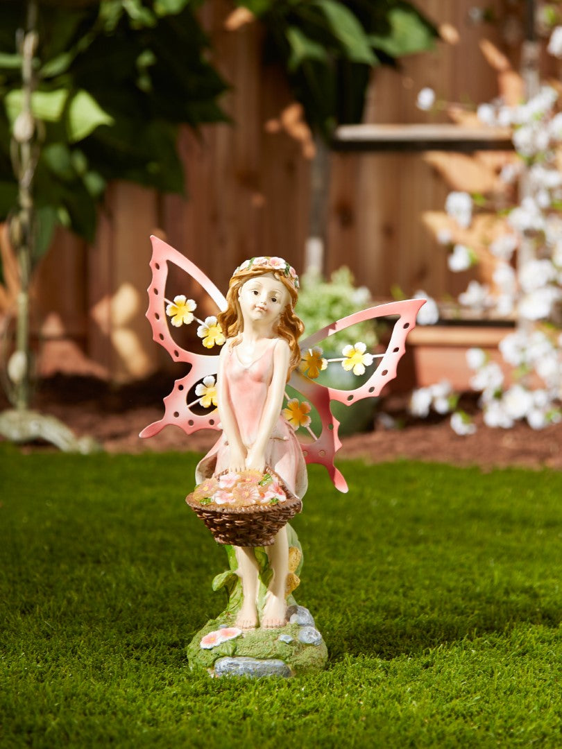 Pink Fairy Solar Garden Statue 