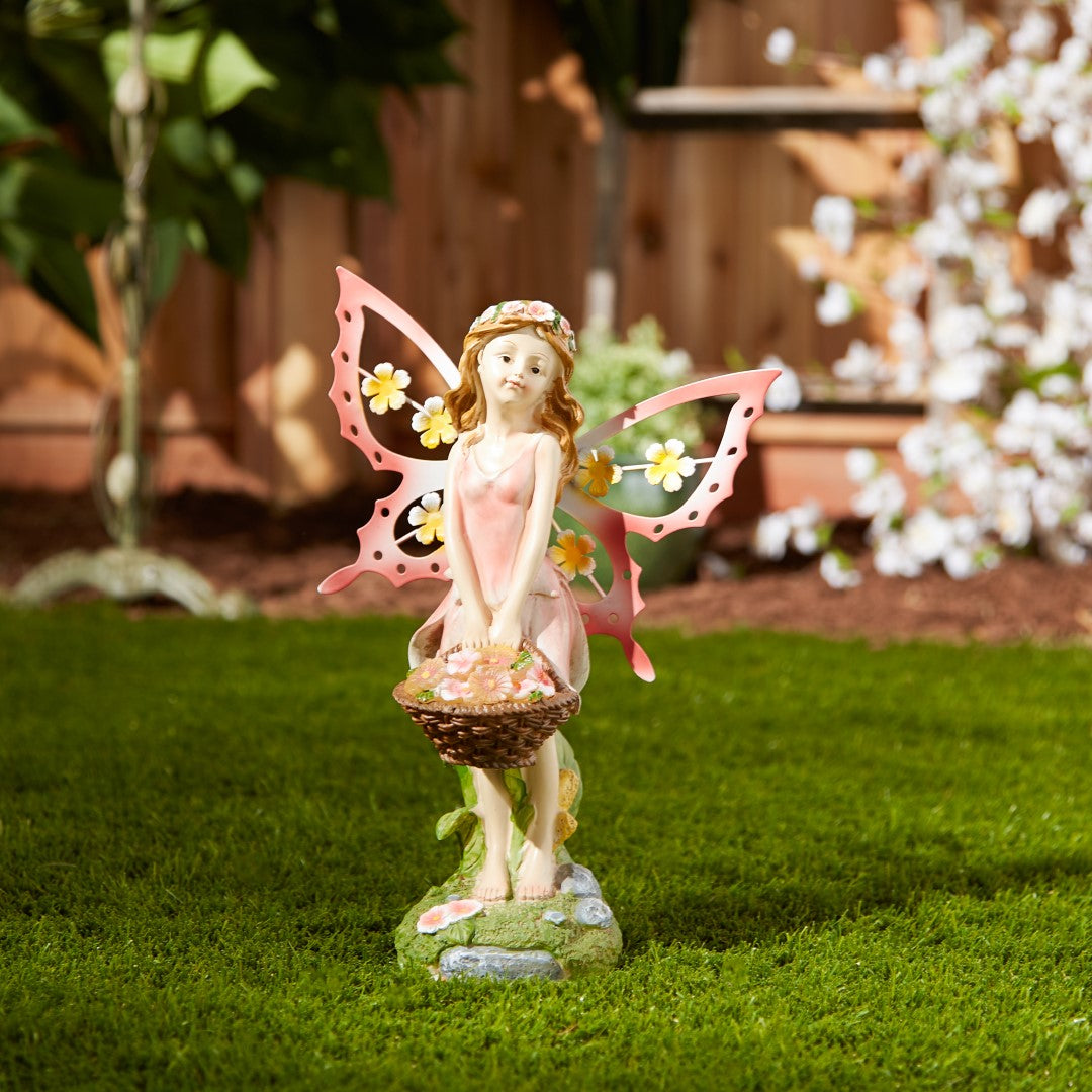 Pink Fairy Solar Garden Statue 