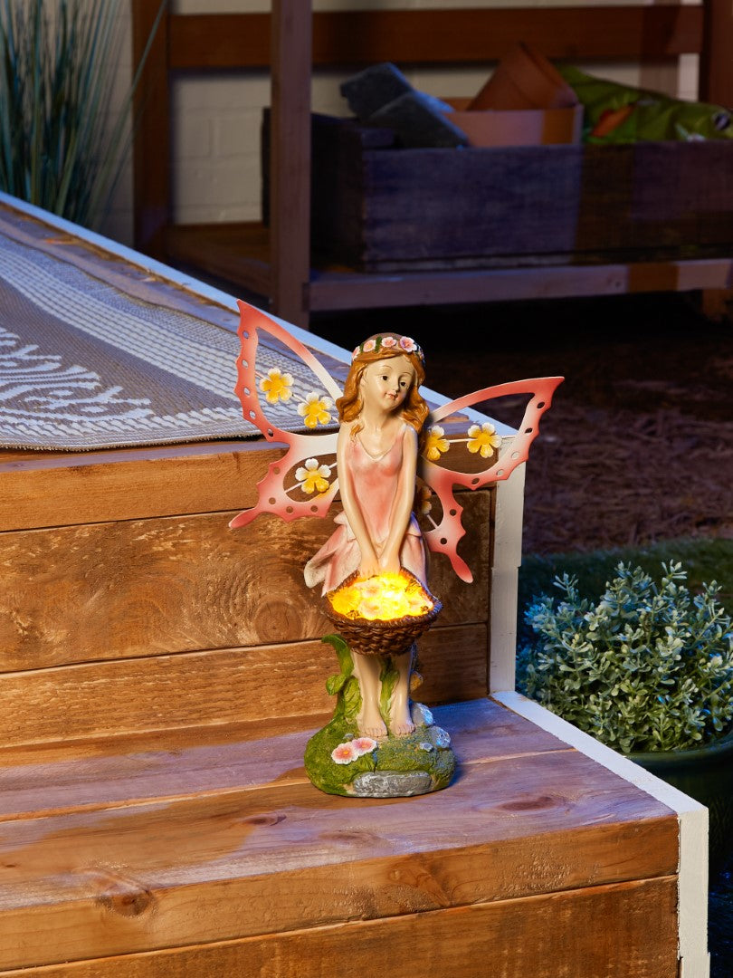 Pink Fairy Solar Garden Statue 