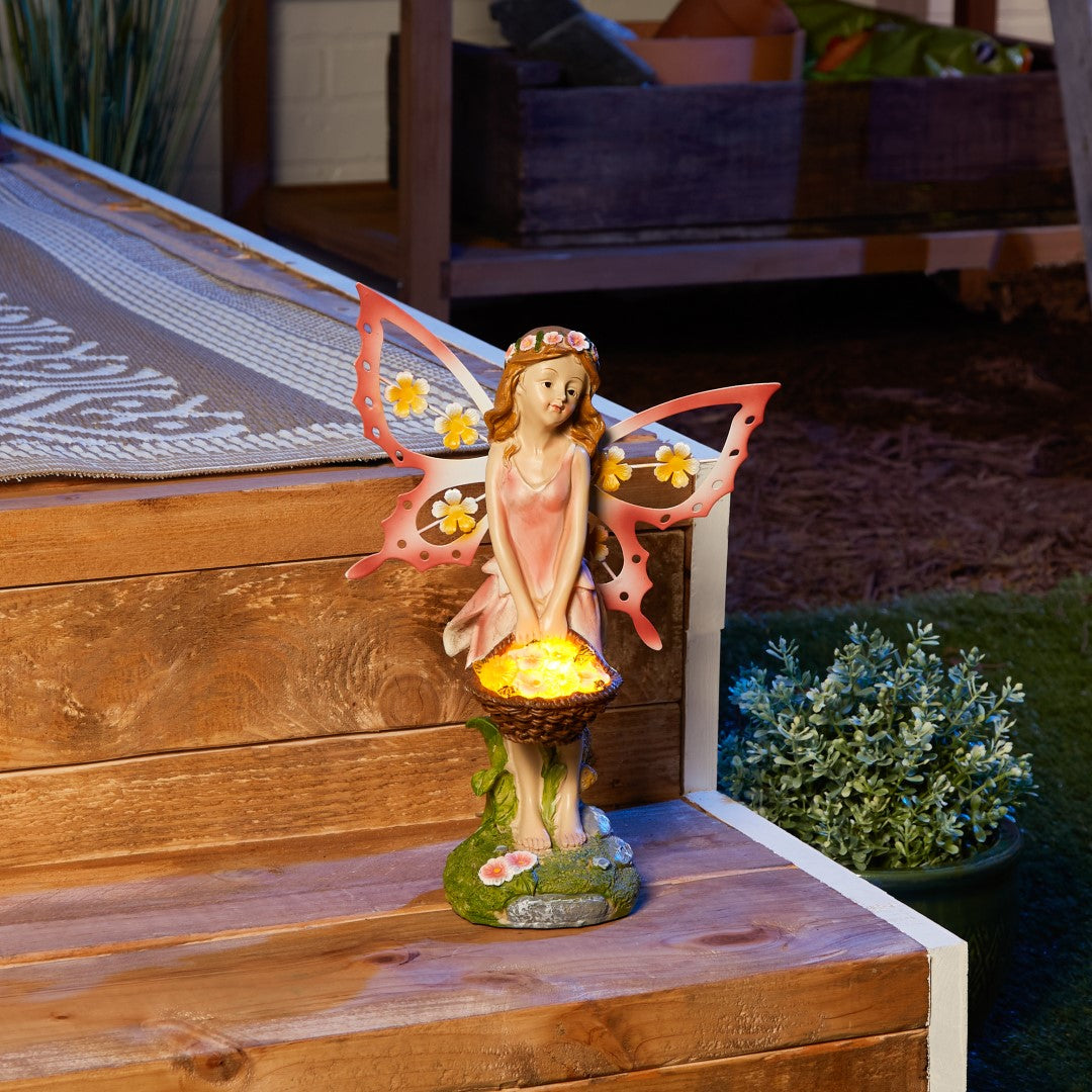 Pink Fairy Solar Garden Statue 