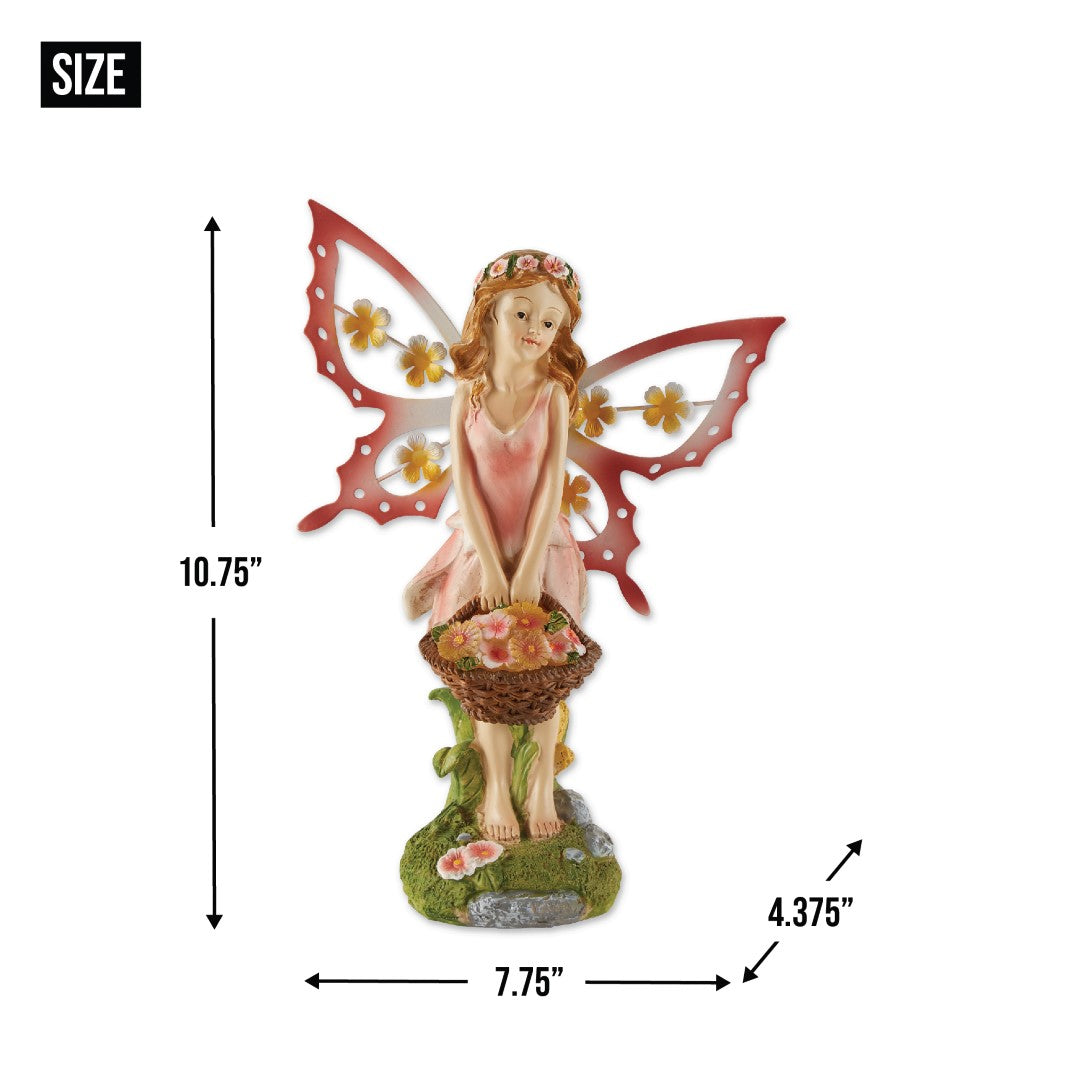 Pink Fairy Solar Garden Statue 