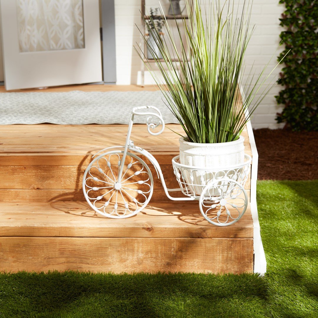 White Bicycle Planter 