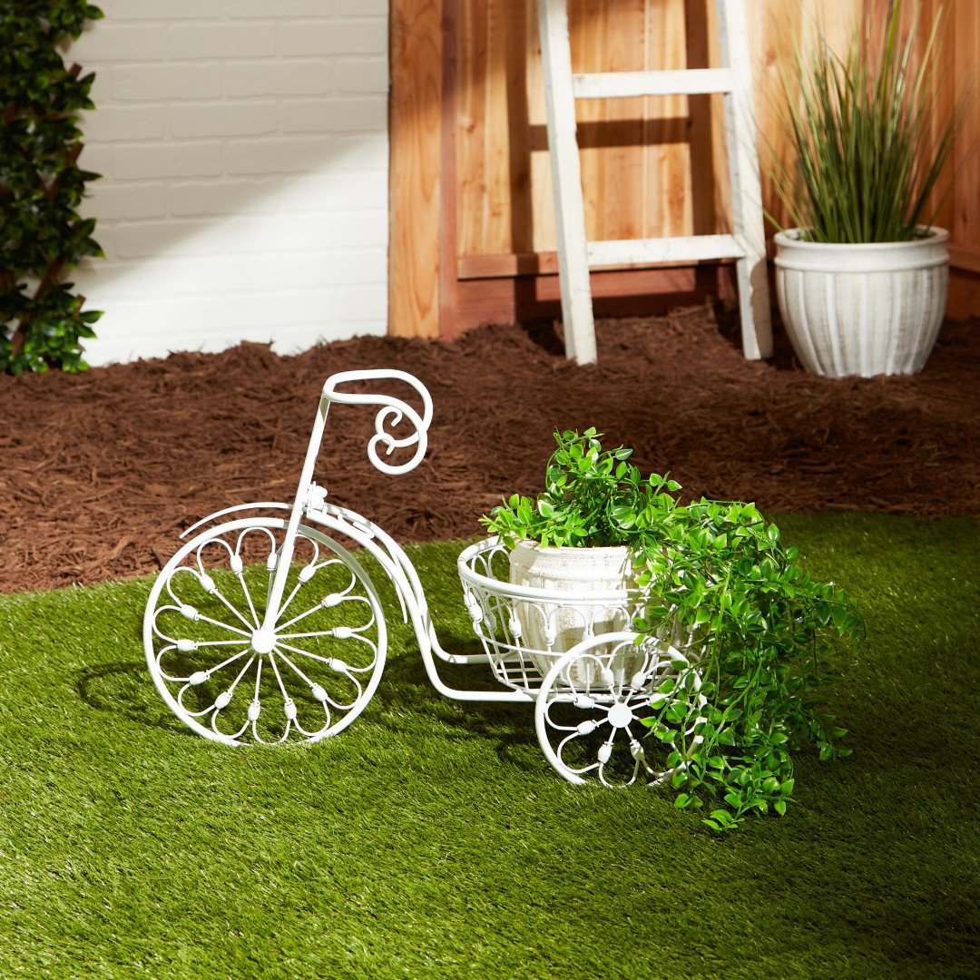 White Bicycle Planter 