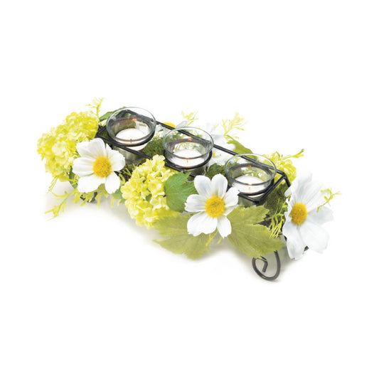 Blooming Faux Daisy Candleholder 