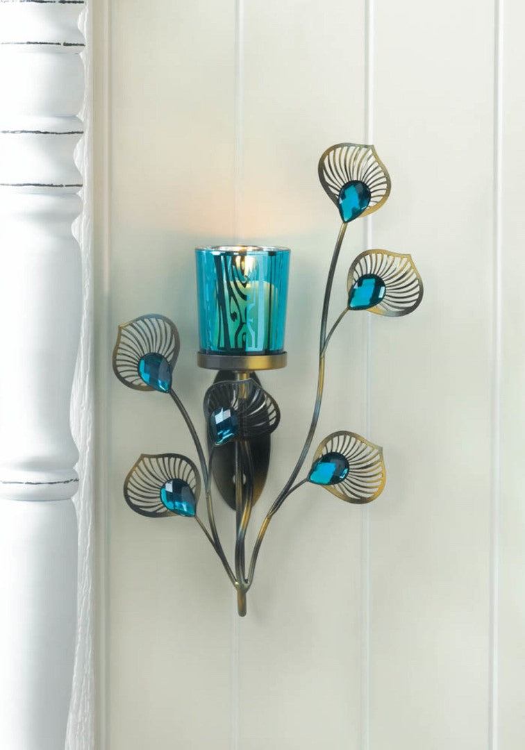 Peacock Inspired Single Sconce 