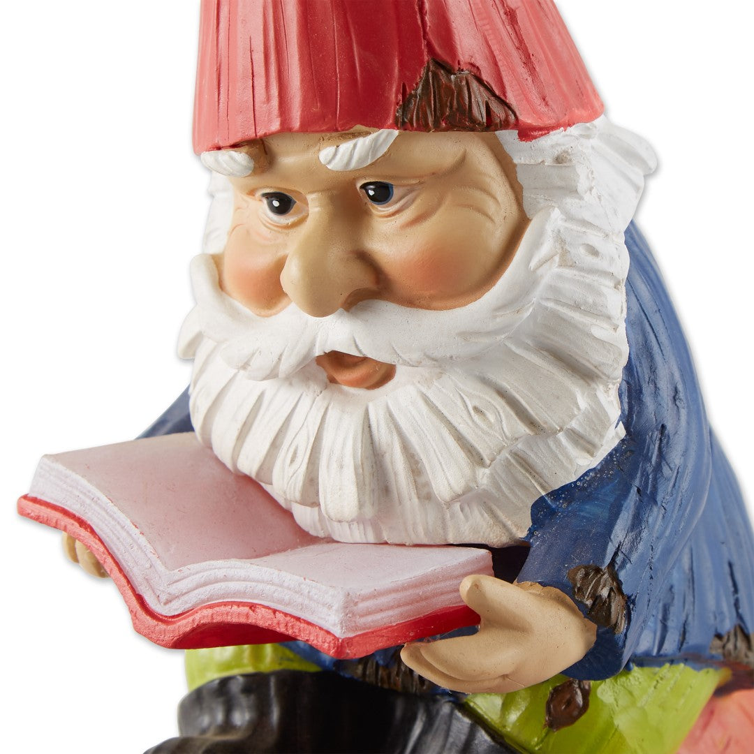 Bookworm Gnome Solar Statue 