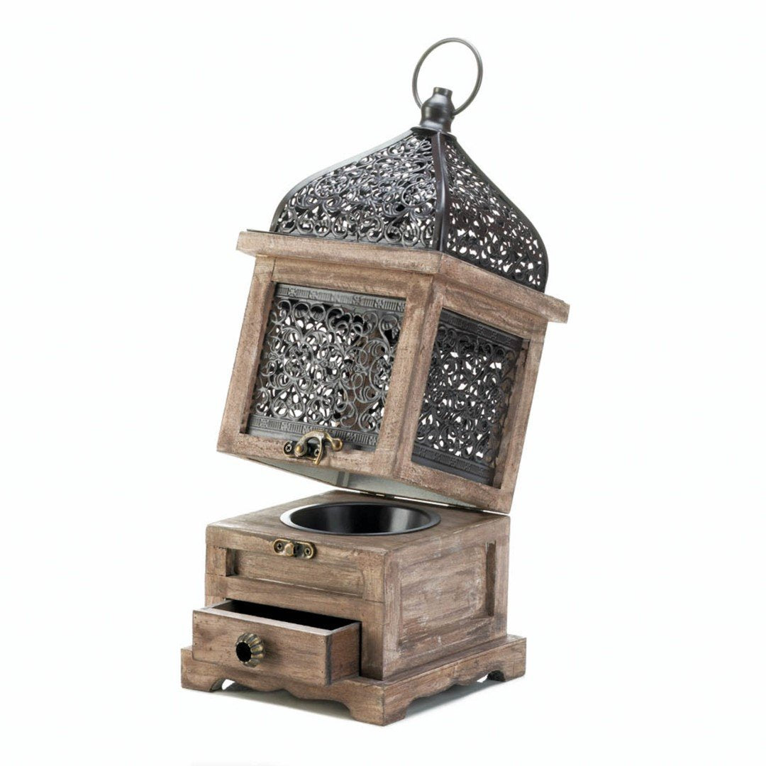 Large Flip-Top Wooden Lantern 