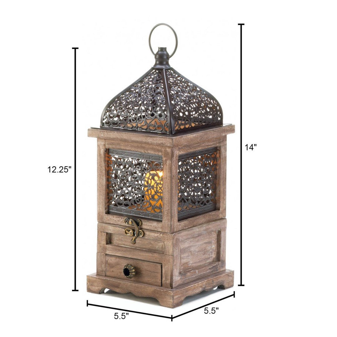 Large Flip-Top Wooden Lantern 