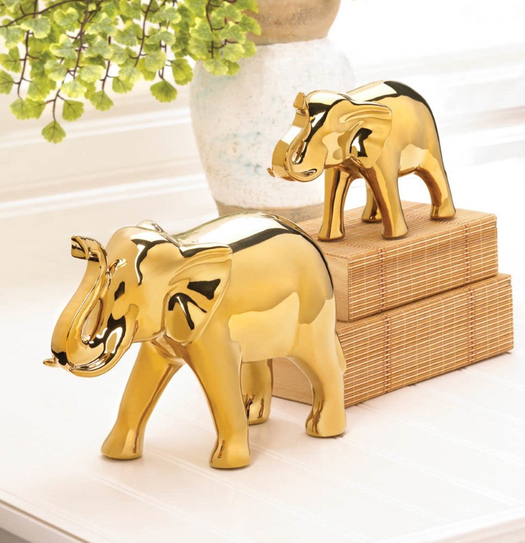 Large Golden Elephant Figure 