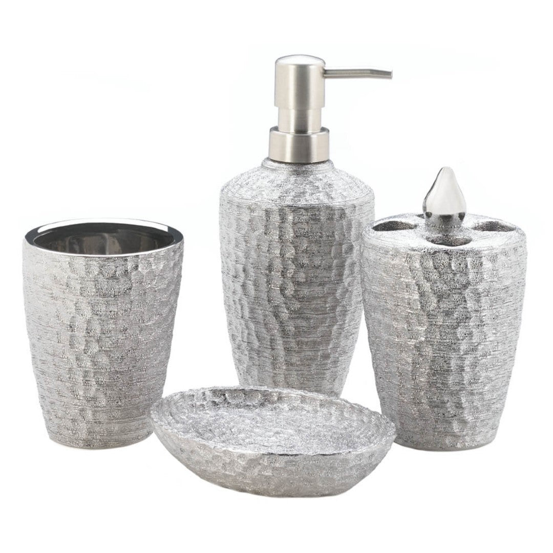 Hammered Silver Texture Bath Accessories 