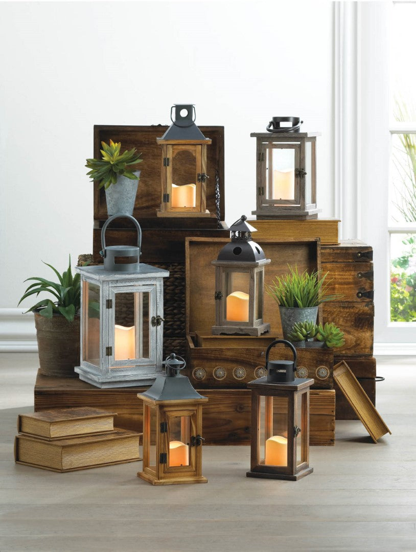 Lodge Wooden Lantern With Led Candle 