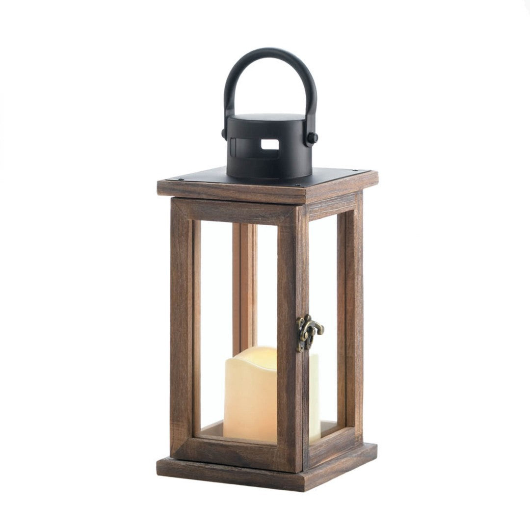 Lodge Wooden Lantern With Led Candle 