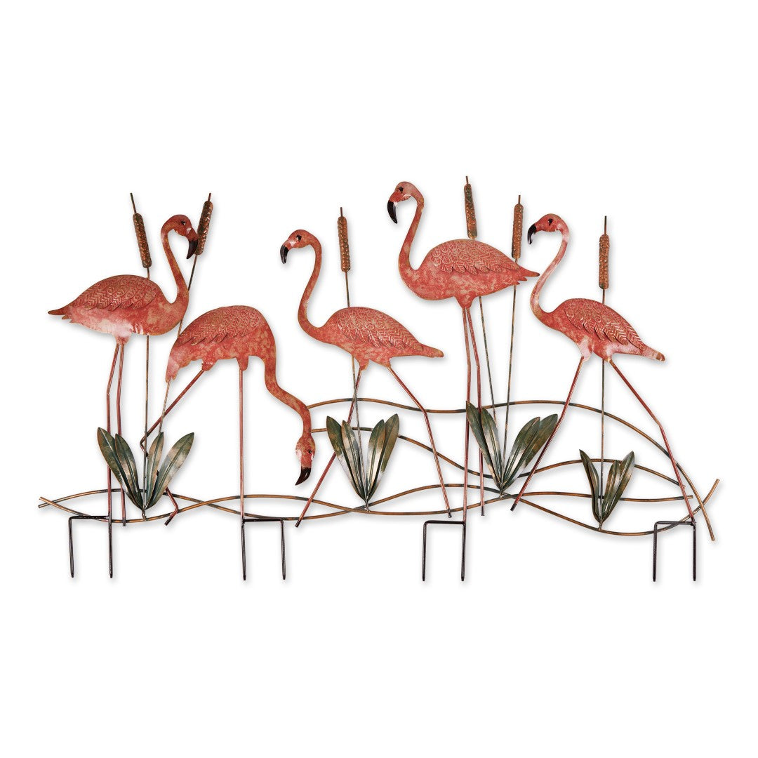 Multi Flamingo Garden Stake 