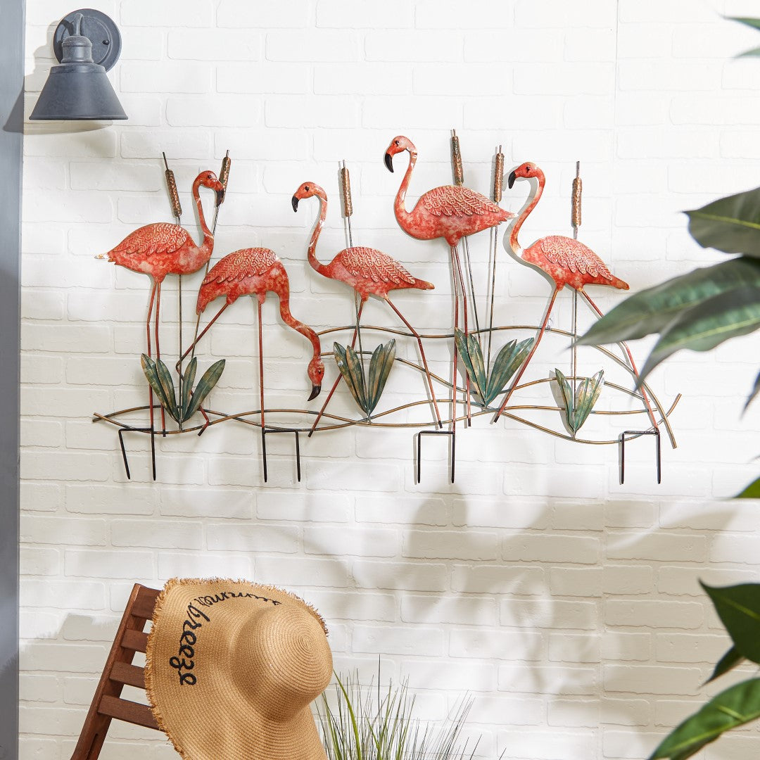 Multi Flamingo Garden Stake 