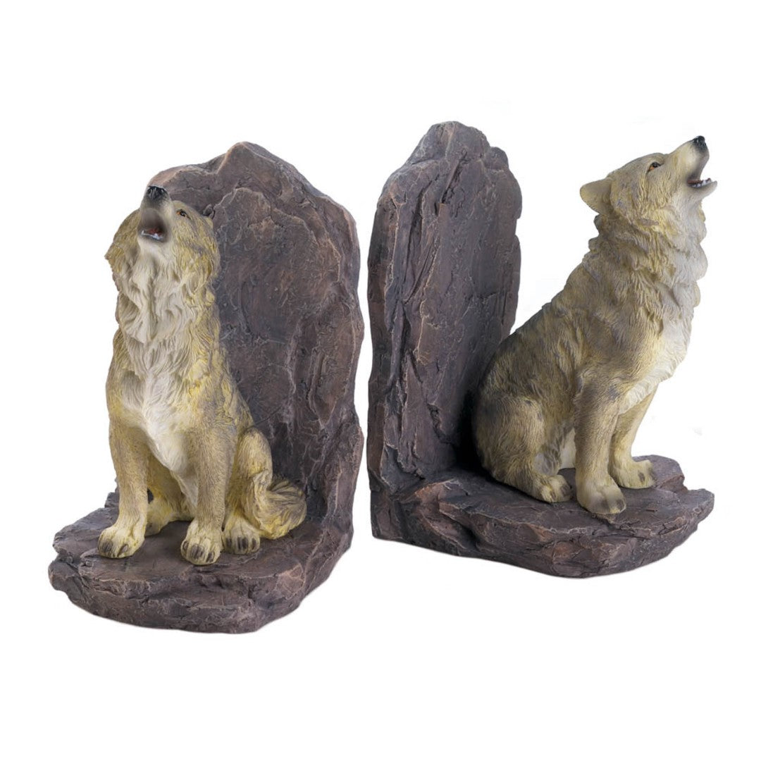 Howling Wolf Bookends 