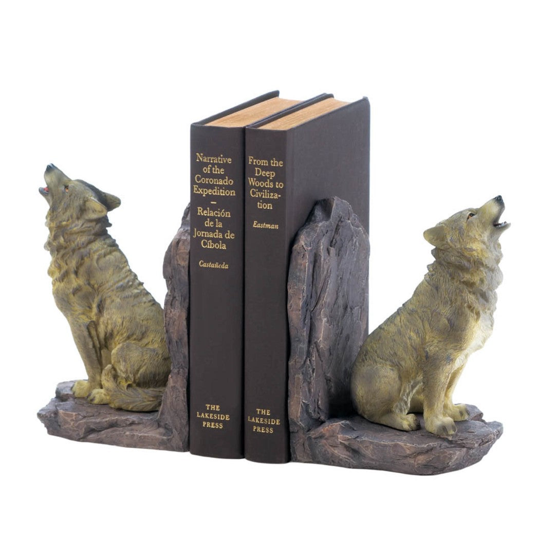 Howling Wolf Bookends 