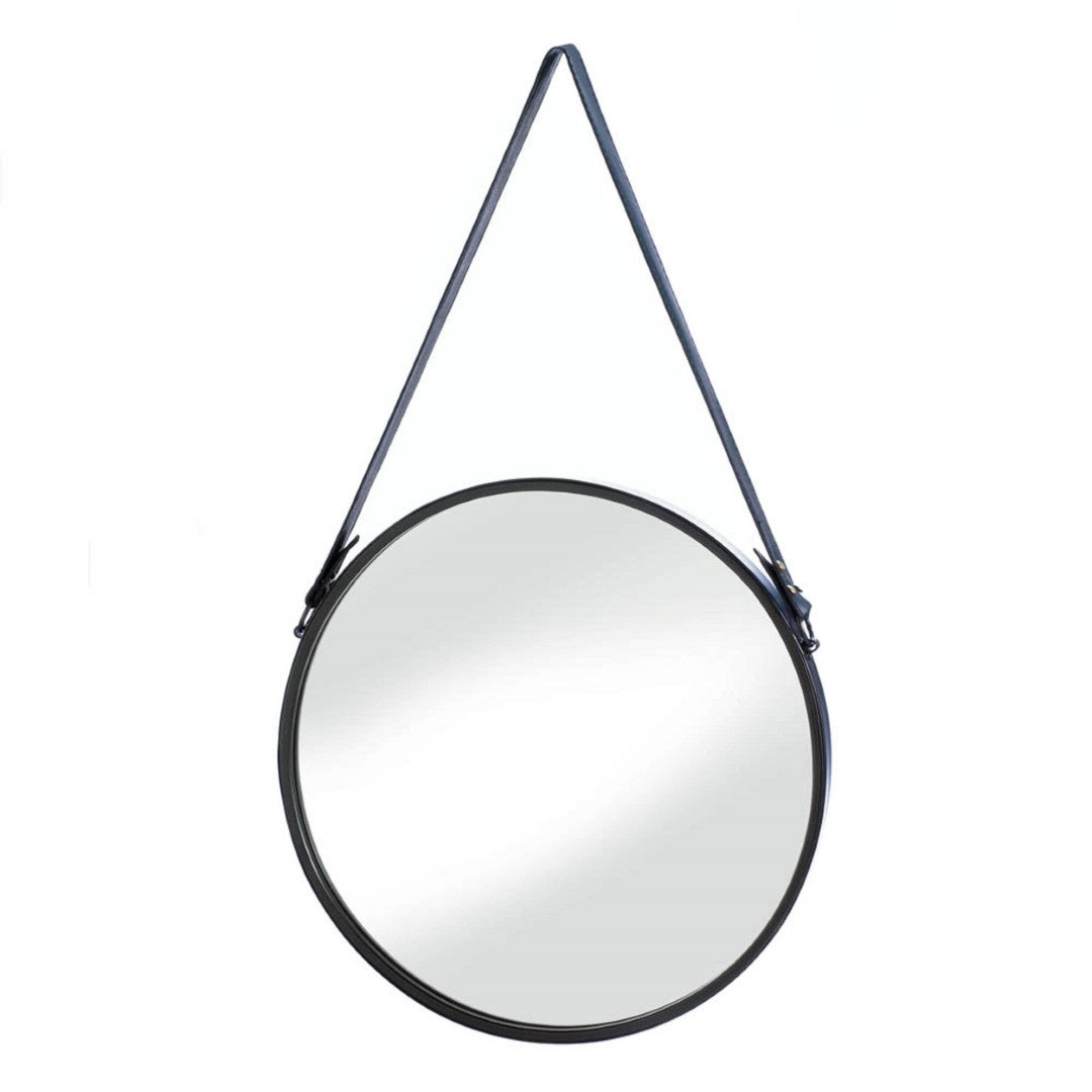 Hanging Mirror With Faux Leather Strap 