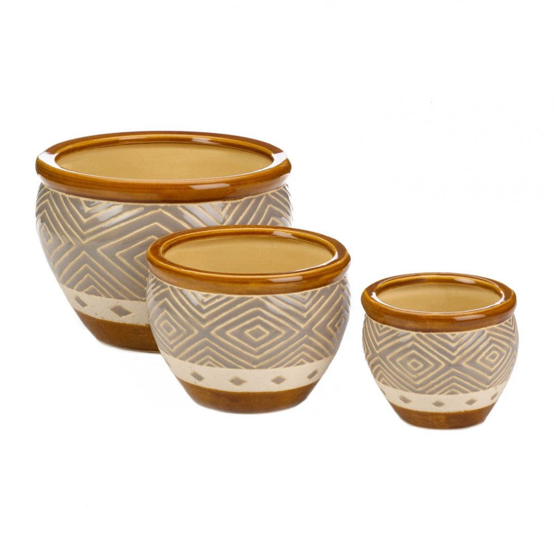 Earth-Tone Trim Planter Trio 