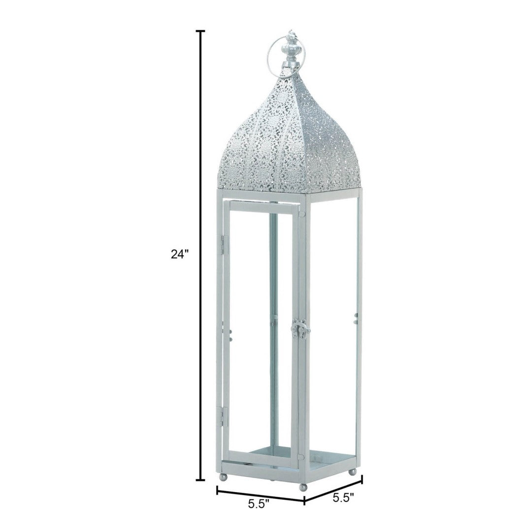 Large Silver Moroccan Style Lantern 