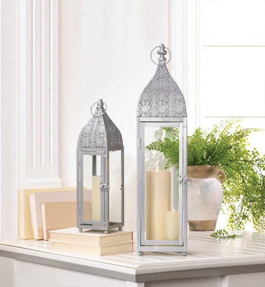 Large Silver Moroccan Style Lantern 