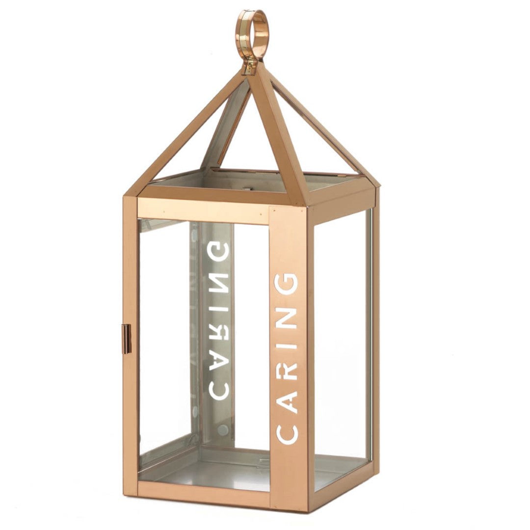 Large Rose Metal Caring Lantern 