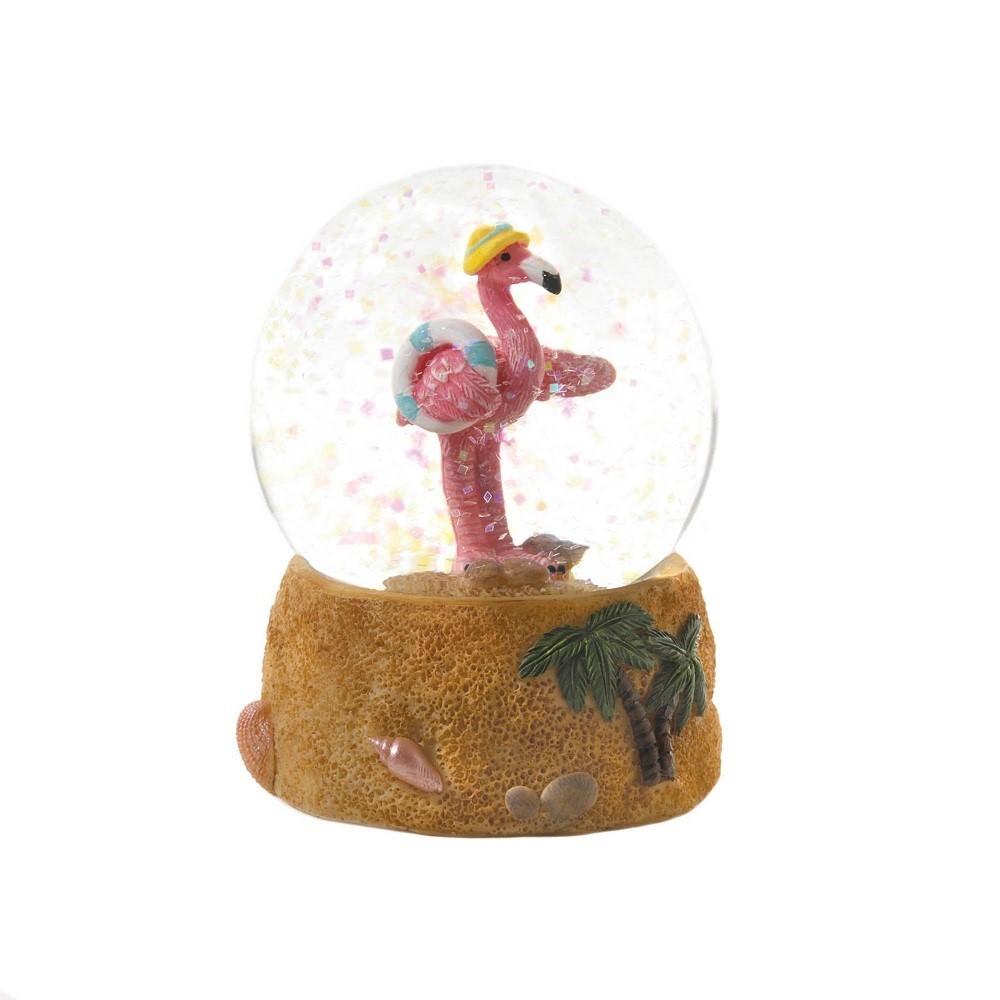 Beach Party Flamingo Snow Globe 