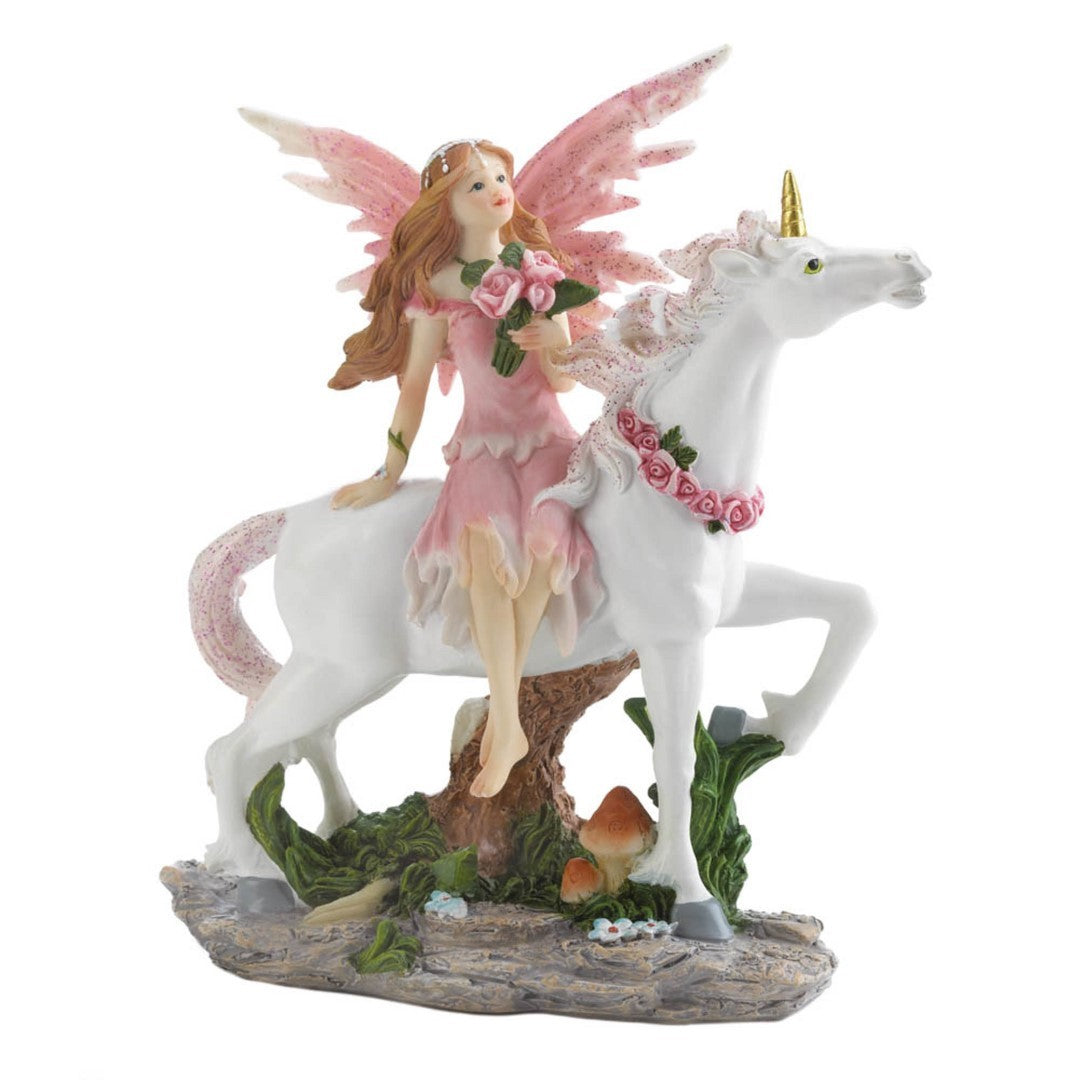 Pink Fairy With Unicorn Figurine 