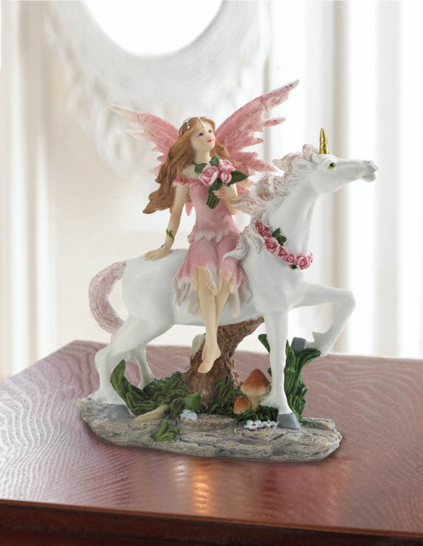 Pink Fairy With Unicorn Figurine 