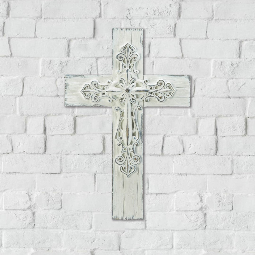 Ornate Whitewashed Cross 