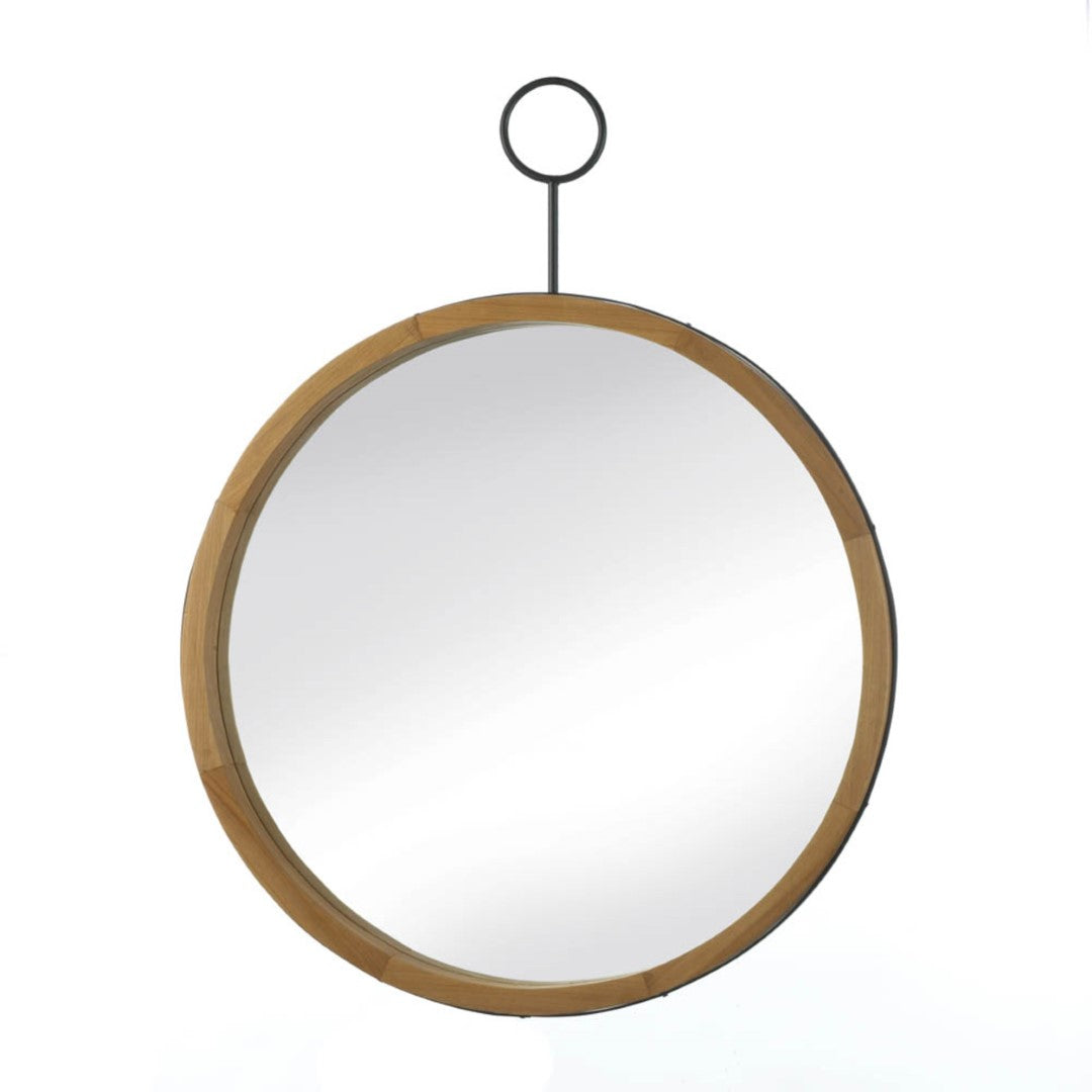 Eva Round Wood Mirror With Hook 