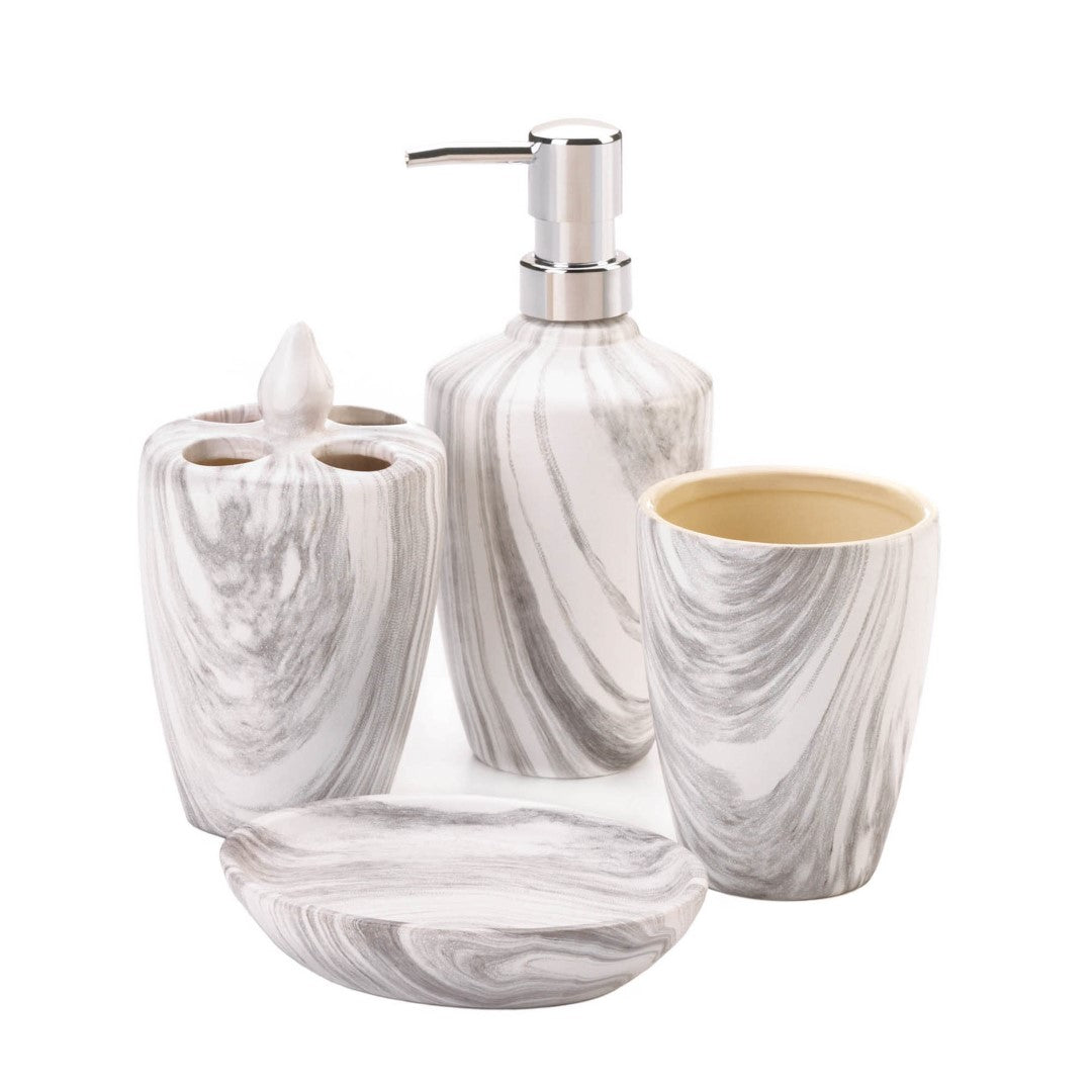 Marble Printed Bath Accessory Set 