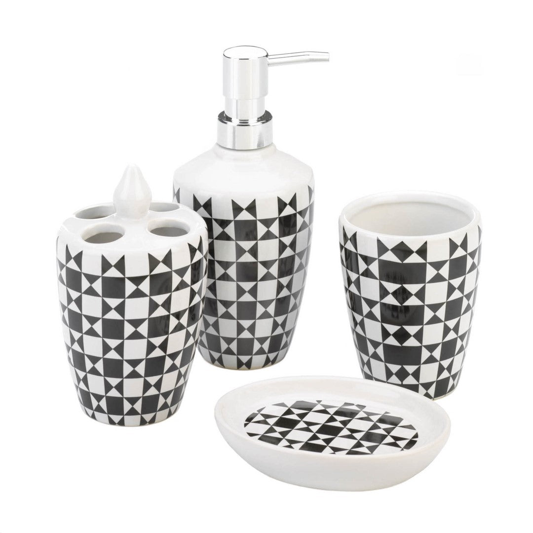 Geometric Pattern Bath Accessory Set 