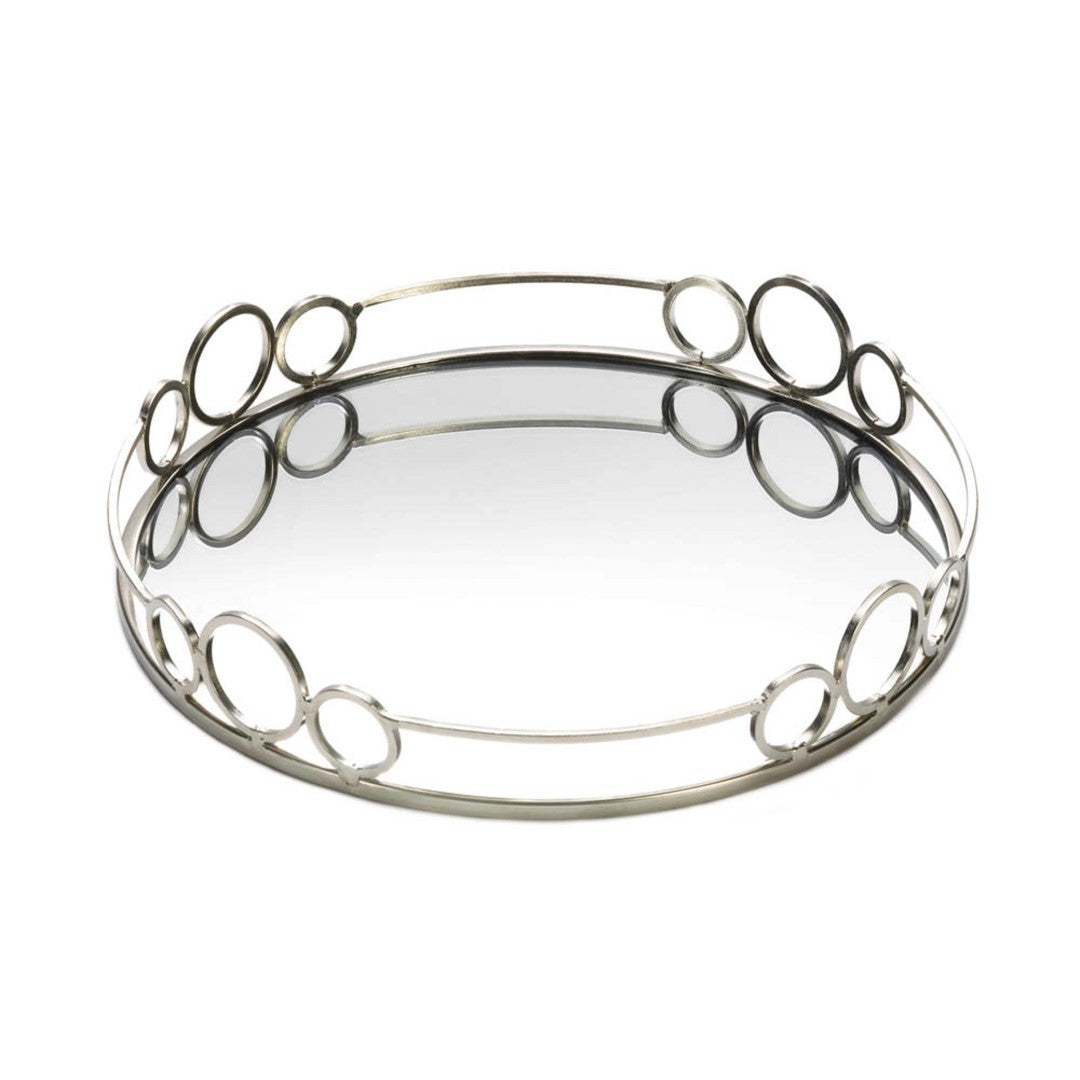 Silver Circles Mirrored Tray 