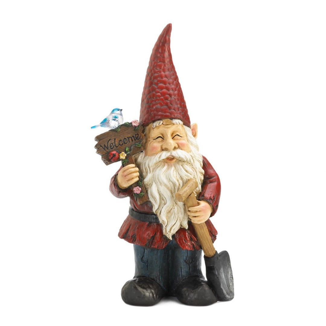 Welcome Gnome Solar Garden Decoration 