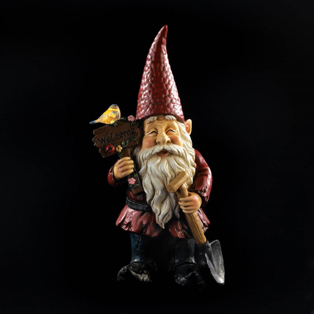 Welcome Gnome Solar Garden Decoration 