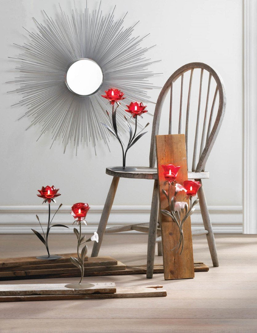 Beautiful Red Flowers Candleholder 