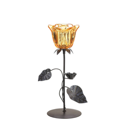 Amber Floral Candleholder 