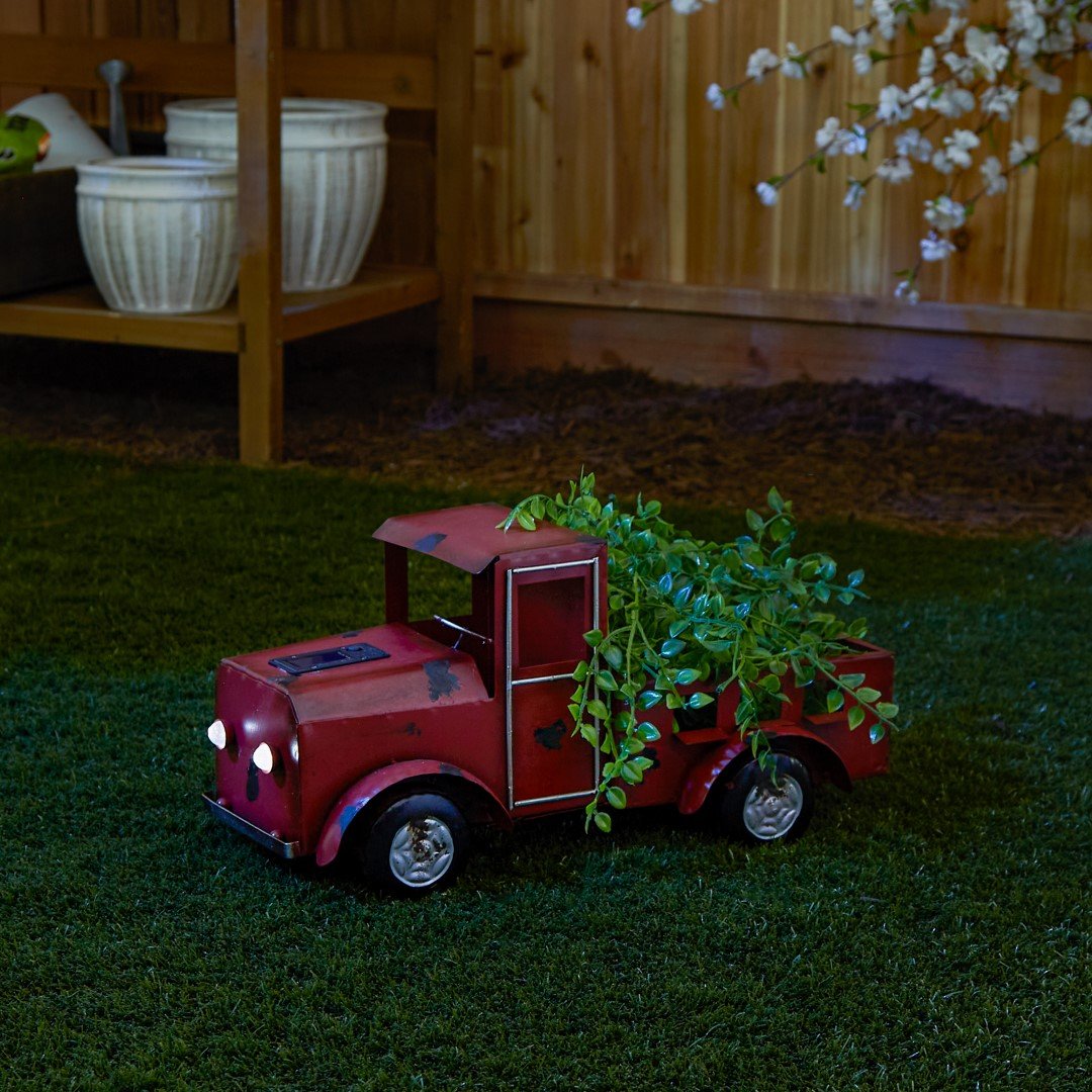 Red Truck Solar Light Planter 