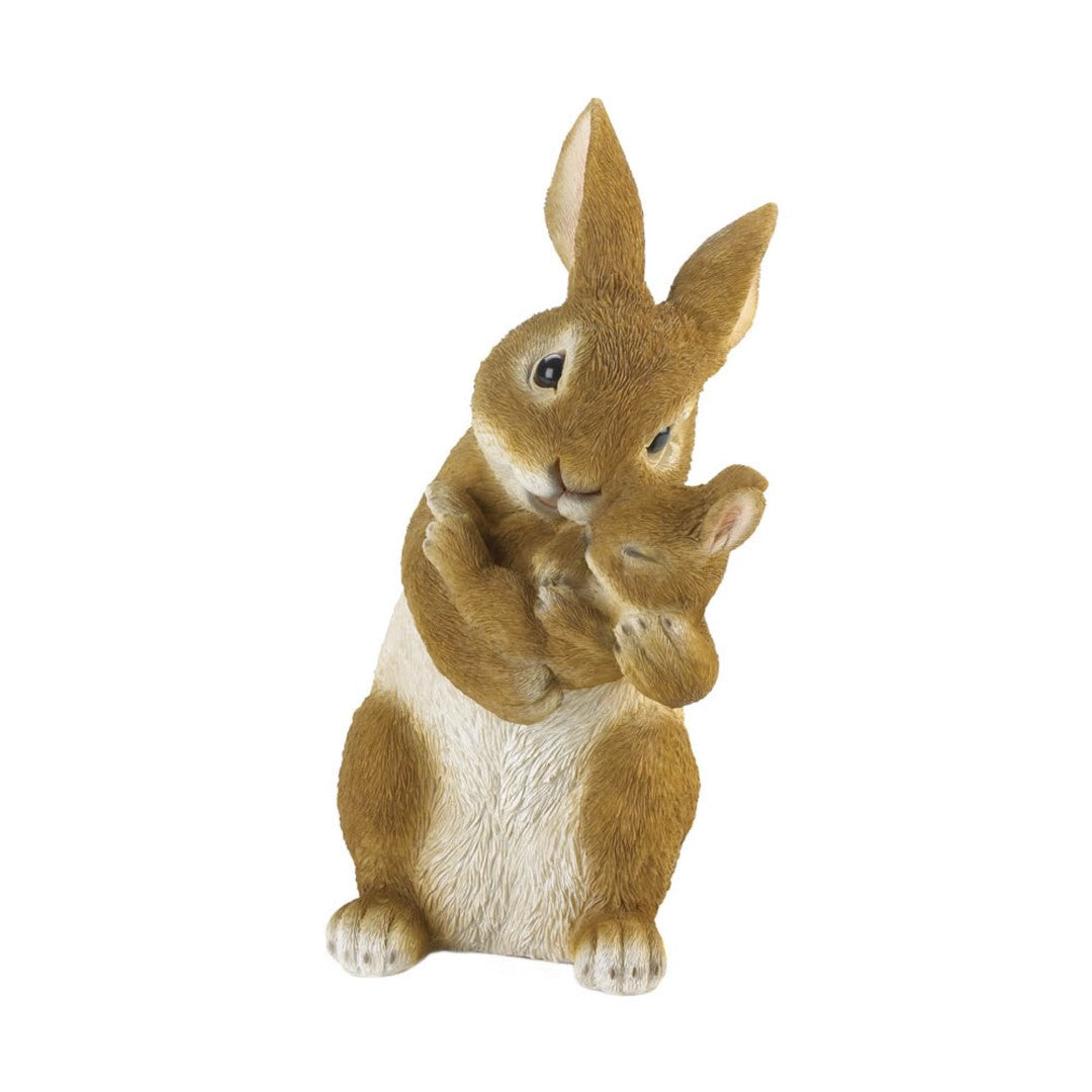 Mom And Baby Rabbit Figurine 