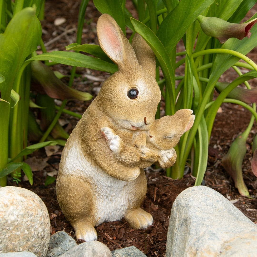 Mom And Baby Rabbit Figurine 