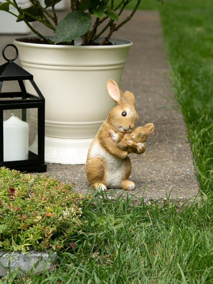 Mom And Baby Rabbit Figurine 