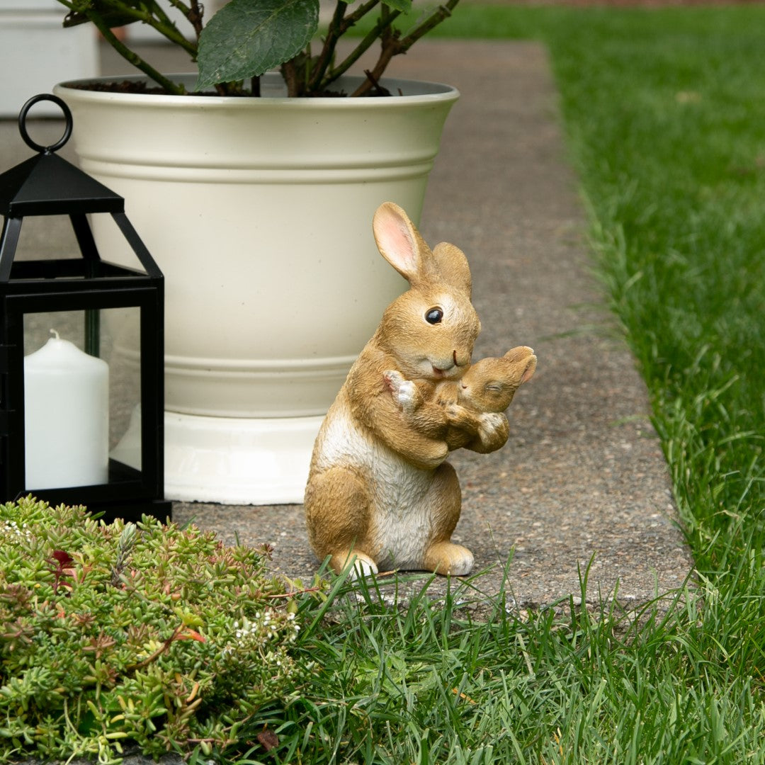 Mom And Baby Rabbit Figurine 